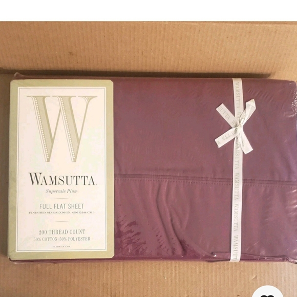Wamsutta Full Flat Sheet Supercale Plus Cotton Blend 200 Thread Count Burgundy - Picture 1 of 4